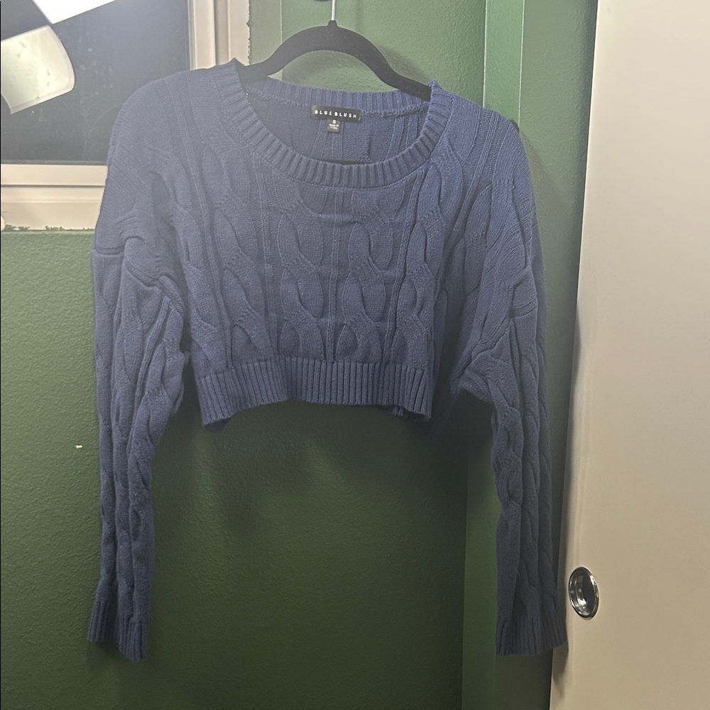 Blue Blush Navy Cable Knit Sweater